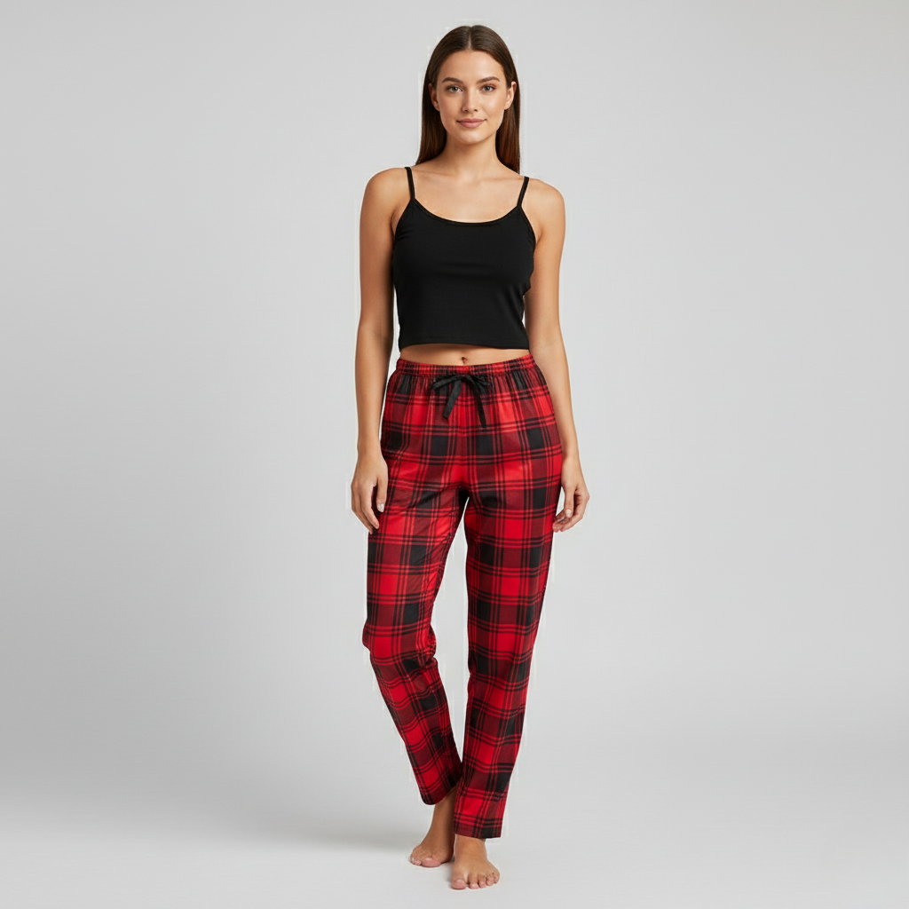 Pyjama Femme 3 Pièces Noël – Ensemble de Noël à Carreaux