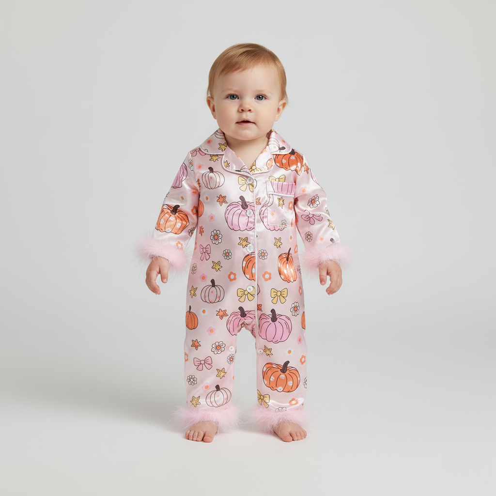 Pyjama Bébé Halloween – Ensemble Festif Citrouille avec Détails Doux