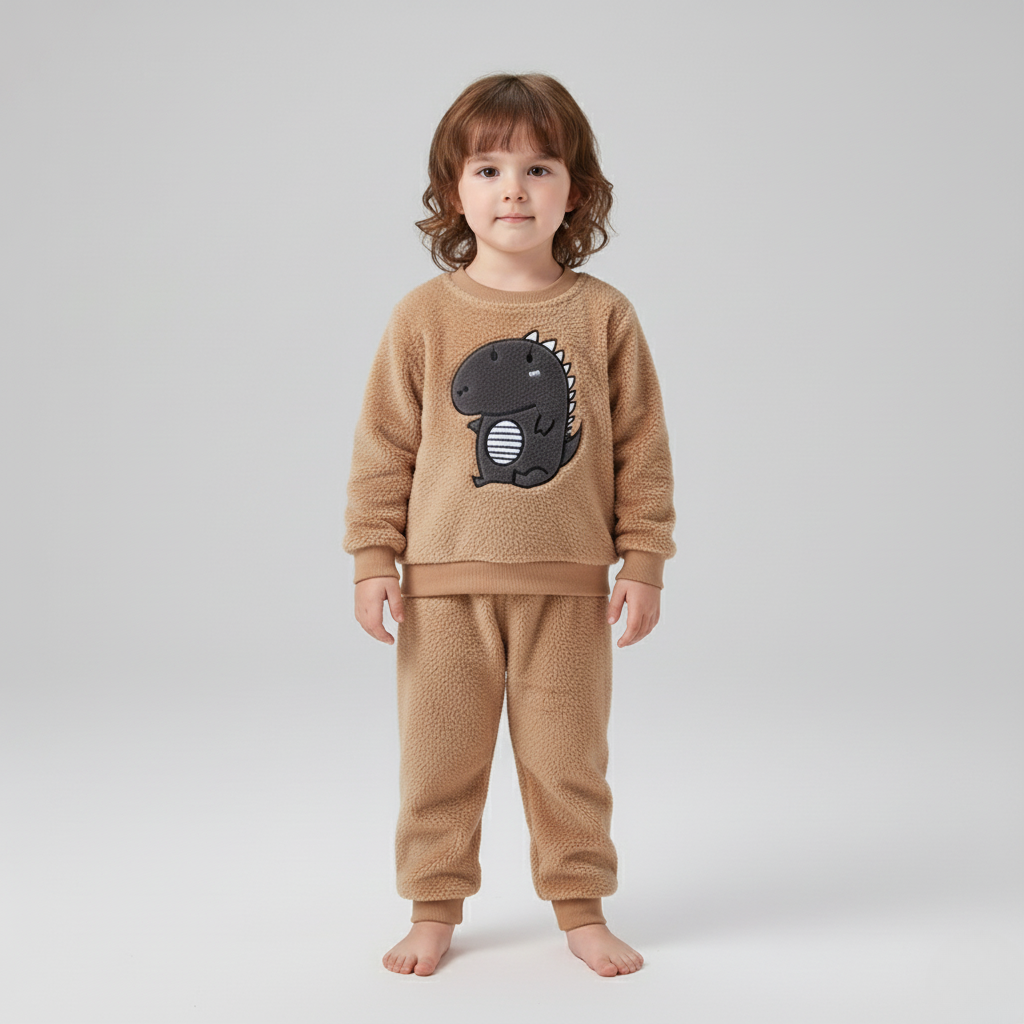 Pyjama Dinosaure Enfant – Ensemble Polaire Chaud avec Motif Rigolo