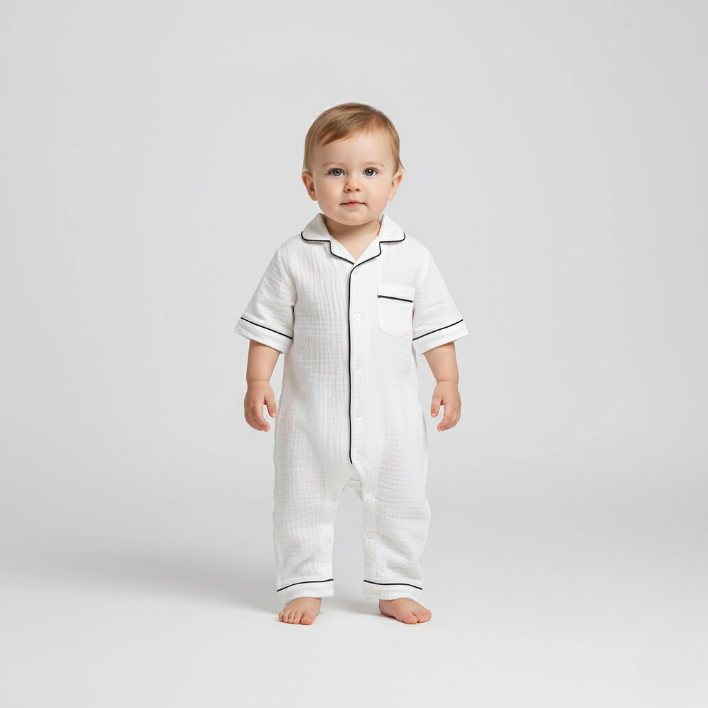 Pyjama Bébé Chic – Ensemble Élégant Coton Doux avec Boutons