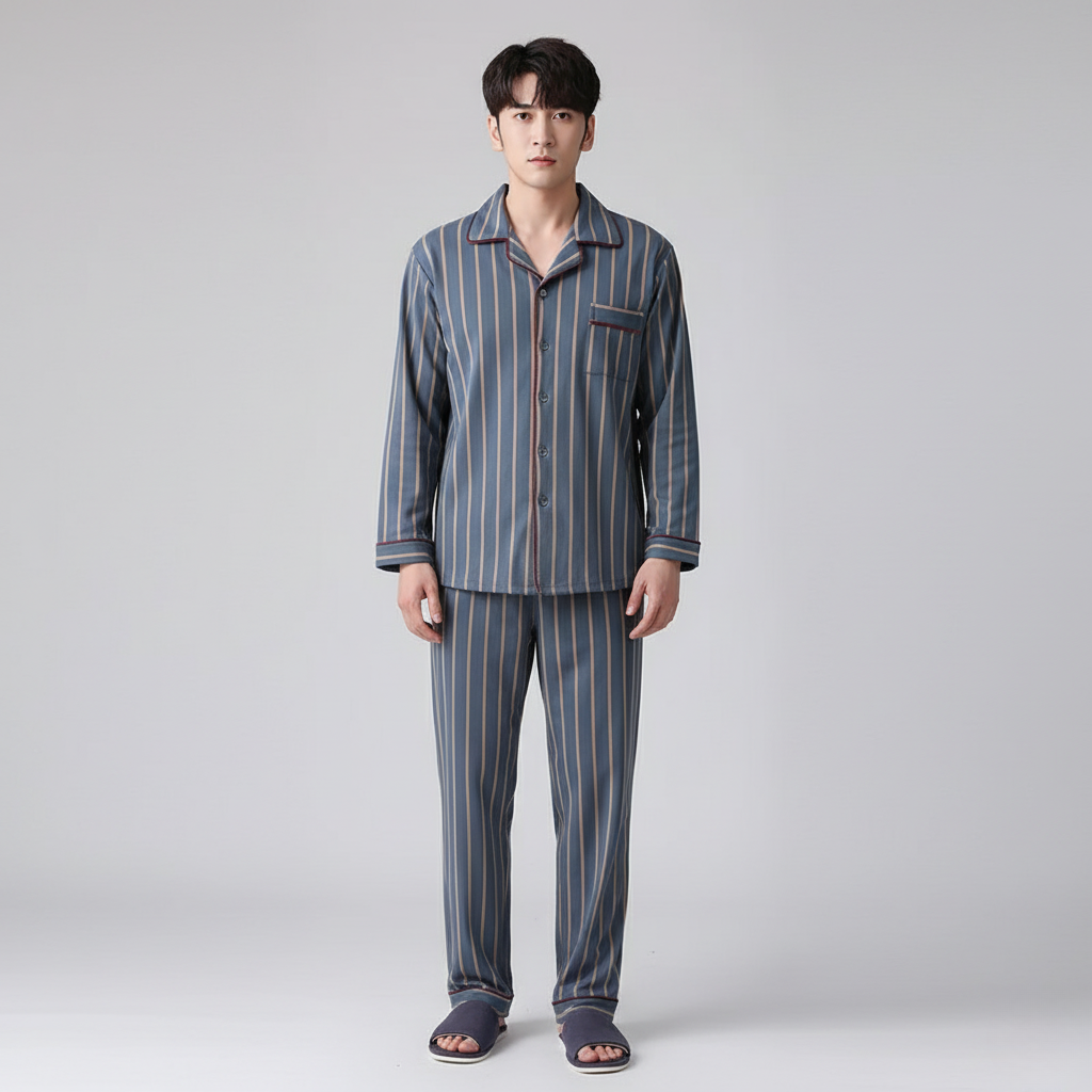 Pyjama Rayé Homme – Ensemble Élégant et Confortable