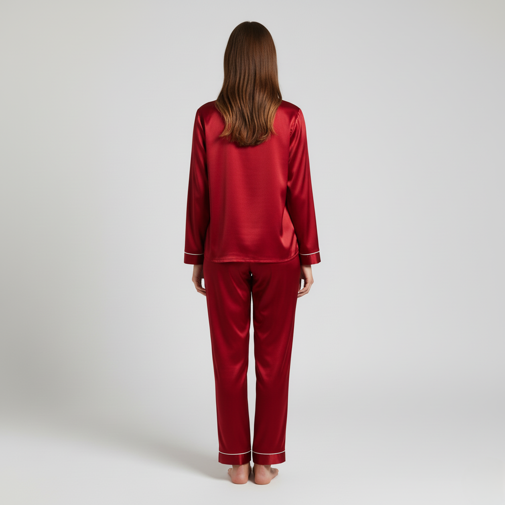 Pyjama Femme Soie – Ensemble Chic Chemise & Pantalon Long