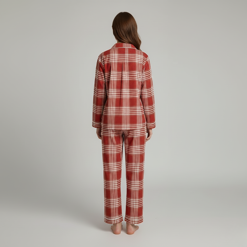 Pyjama Unisexe Carreaux – Ensemble Rouge à Carreaux Manches Longues & Pantalon
