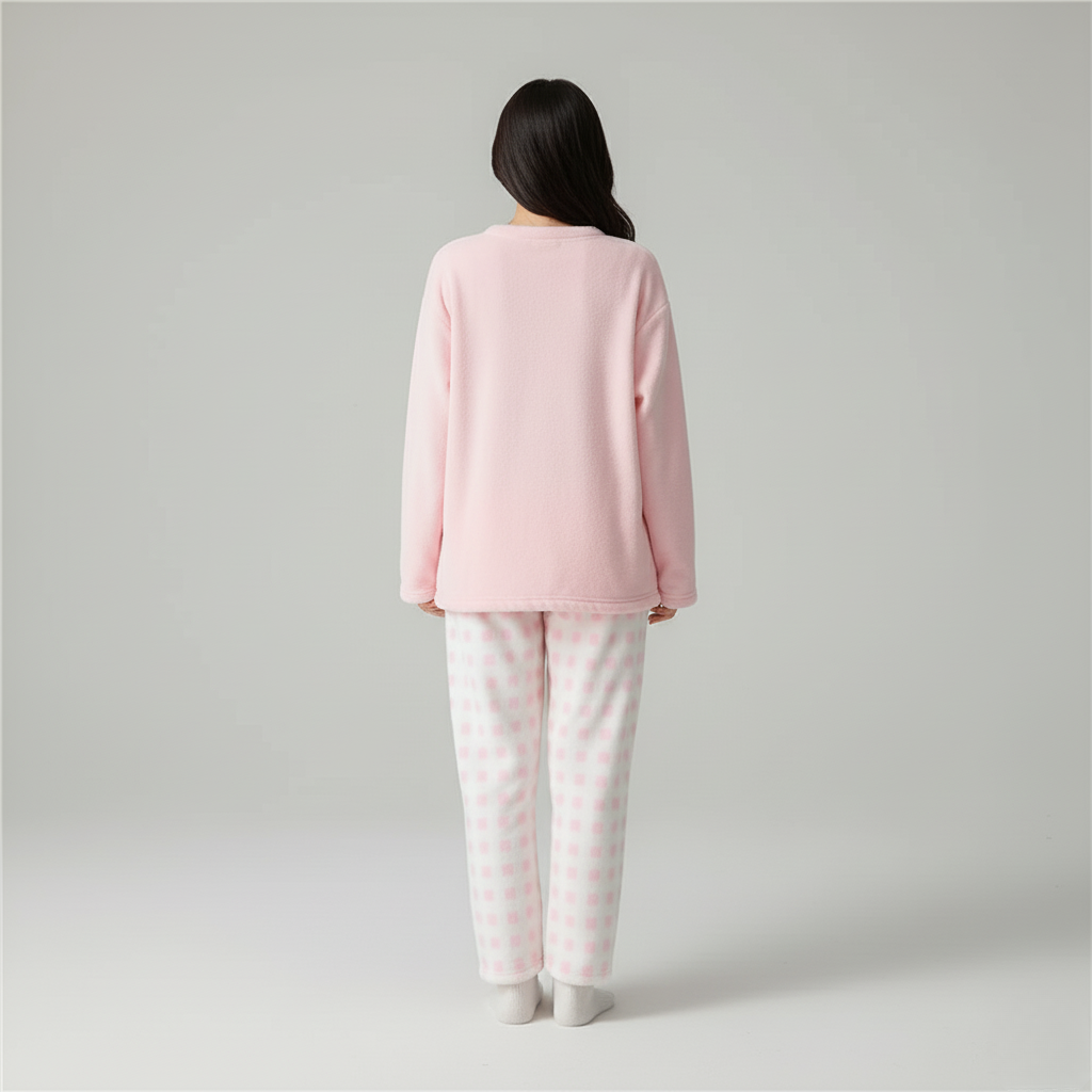 Pyjama Femme Hiver Polaire – Ensemble Chaud et Doux à Carreaux