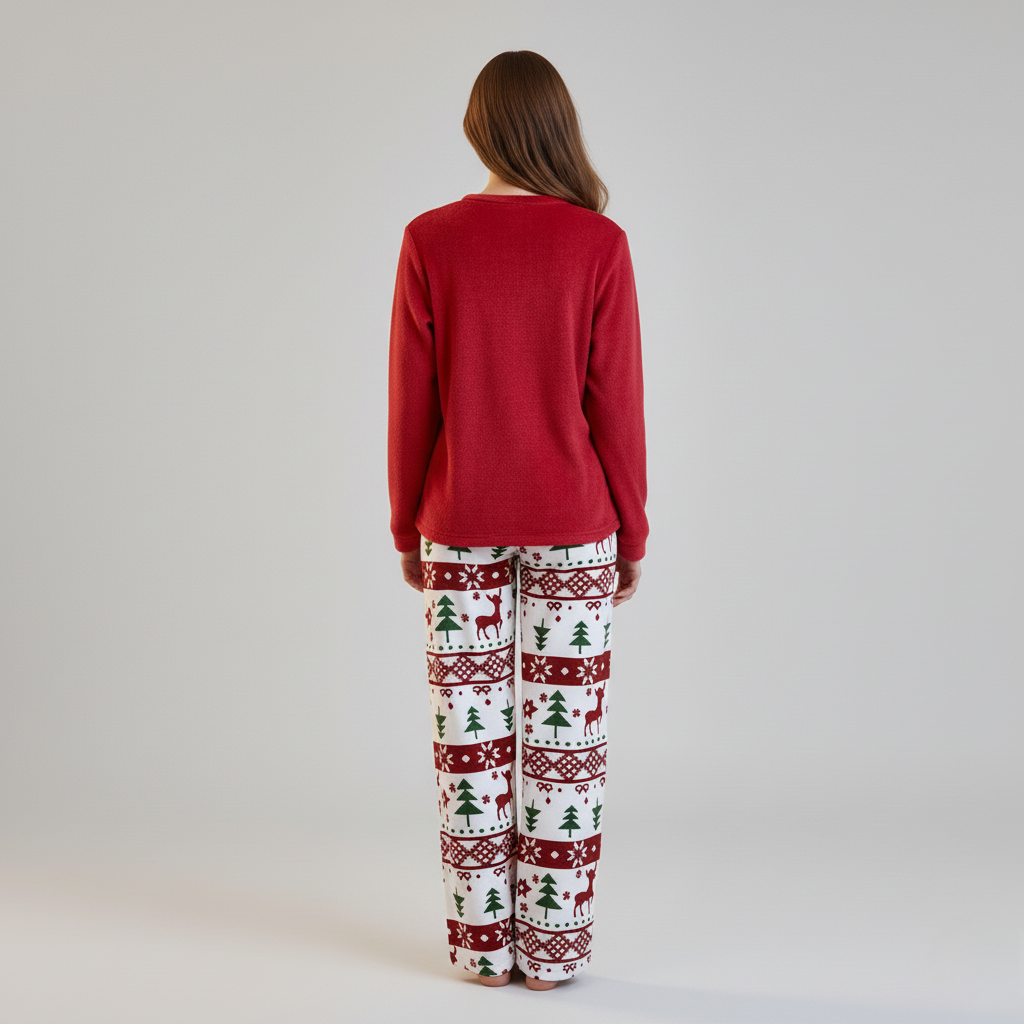 Pyjama Noël Femme – Ensemble Hiver à Motifs Festifs