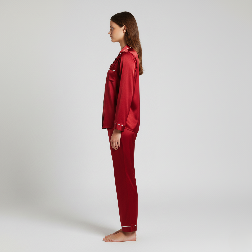 Pyjama Femme Soie – Ensemble Chic Chemise & Pantalon Long