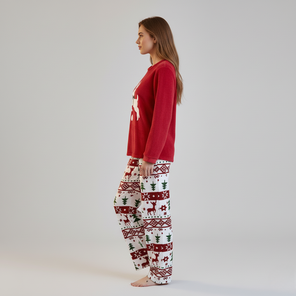 Pyjama Noël Femme – Ensemble Hiver à Motifs Festifs