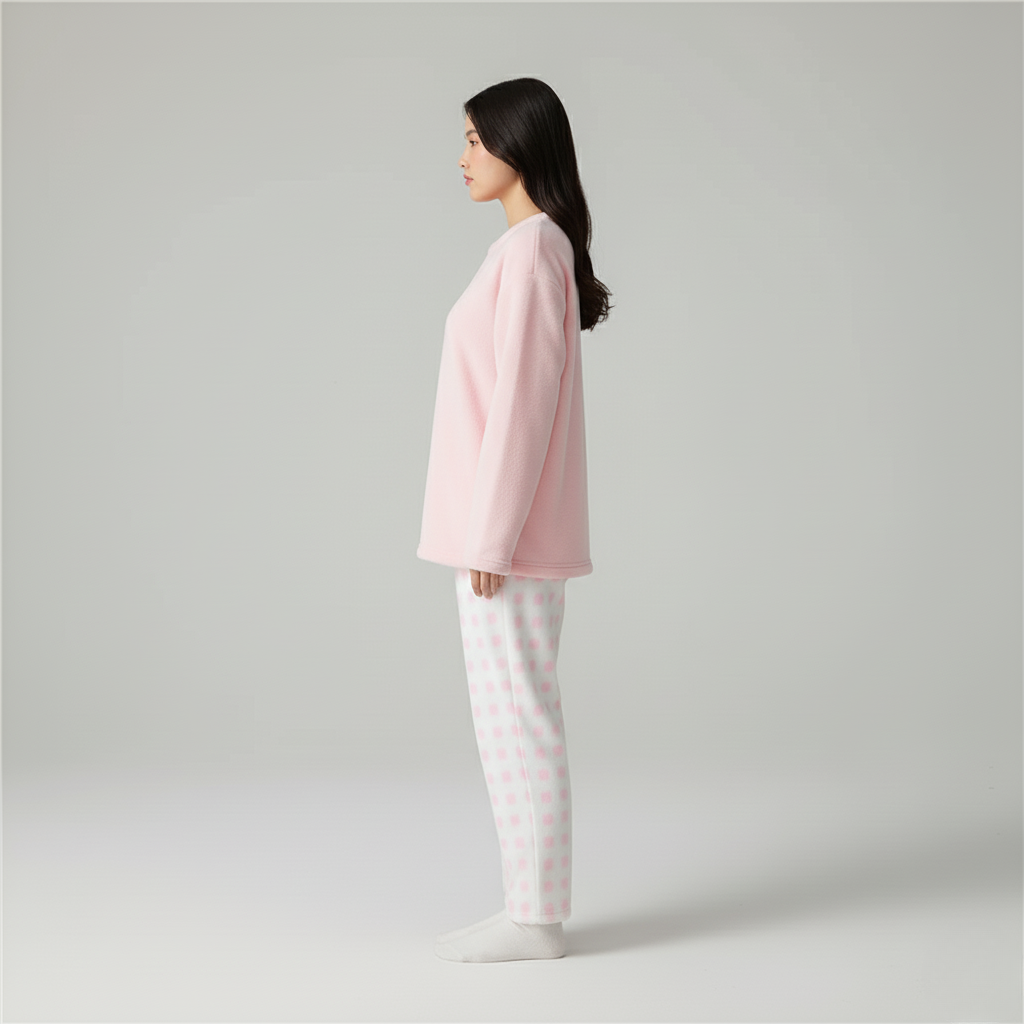 Pyjama Femme Hiver Polaire – Ensemble Chaud et Doux à Carreaux