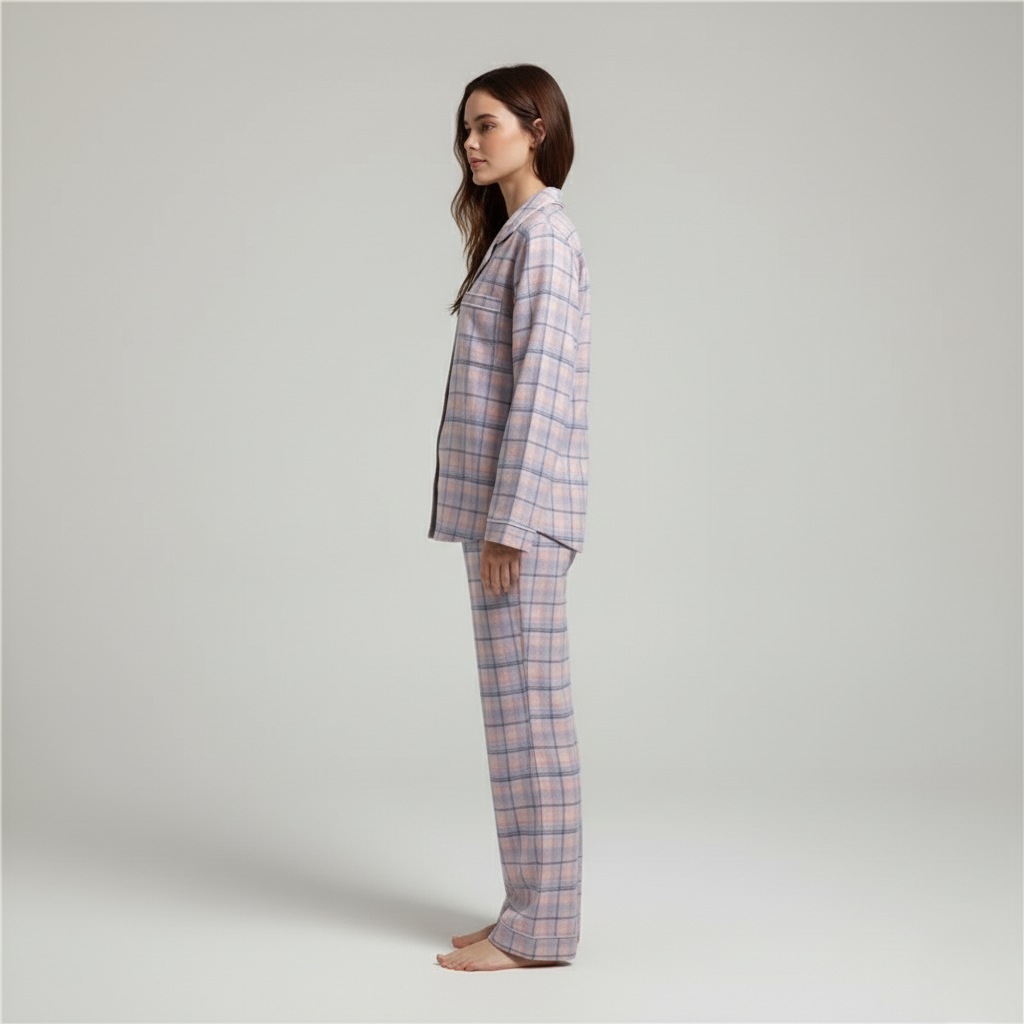 Pyjama Femme Carreaux – Ensemble Long Confort à Manches Longues