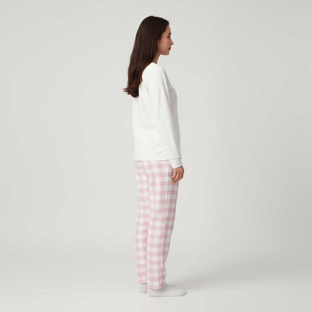 Pantalon Pyjama Femme Rose – Carreaux Pilou Doux et Confortable