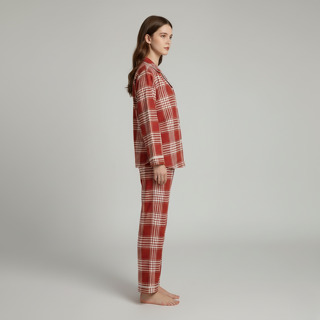 Pyjama Unisexe Carreaux – Ensemble Rouge à Carreaux Manches Longues & Pantalon