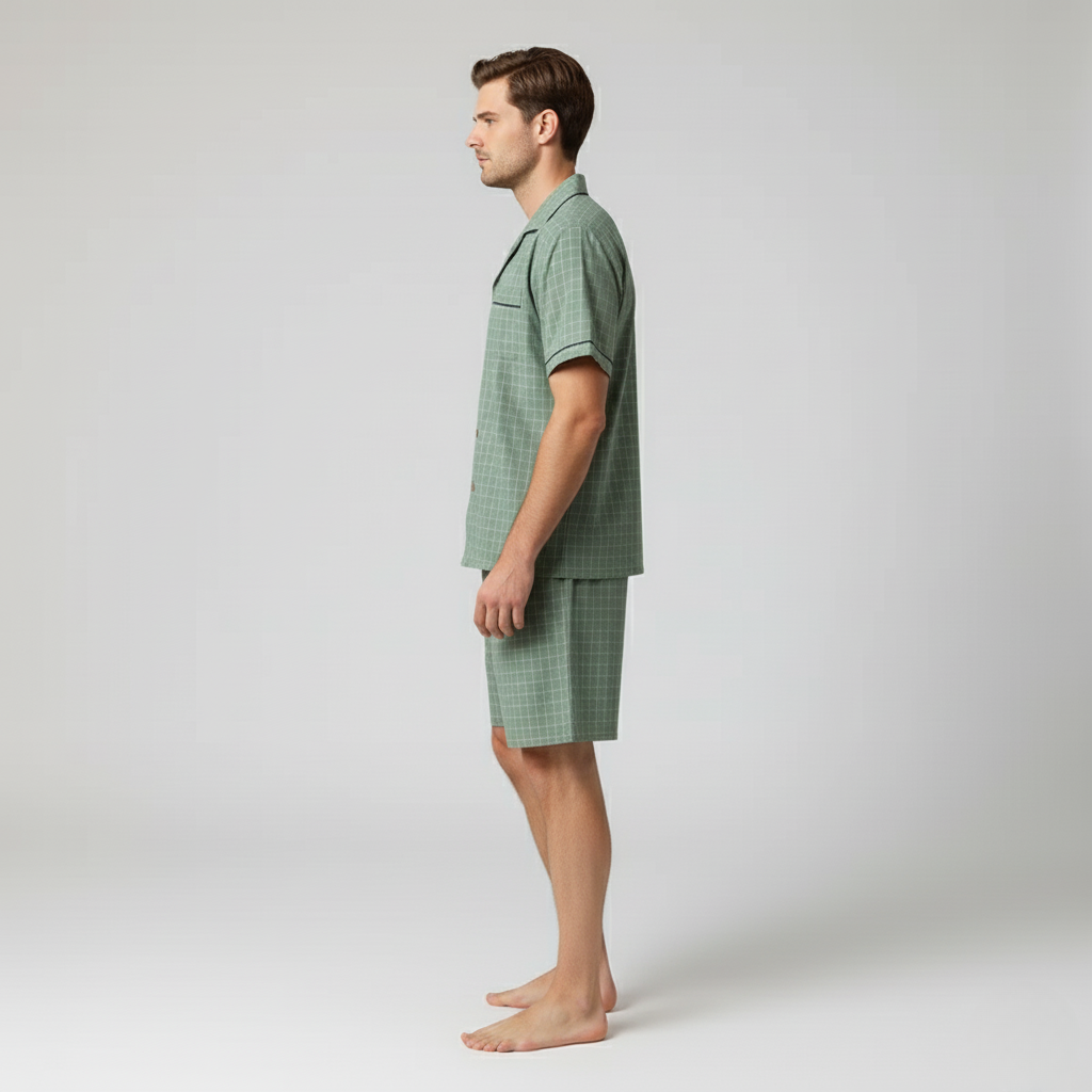 Pyjama Carreaux Homme Été – Ensemble Léger Chemise & Short