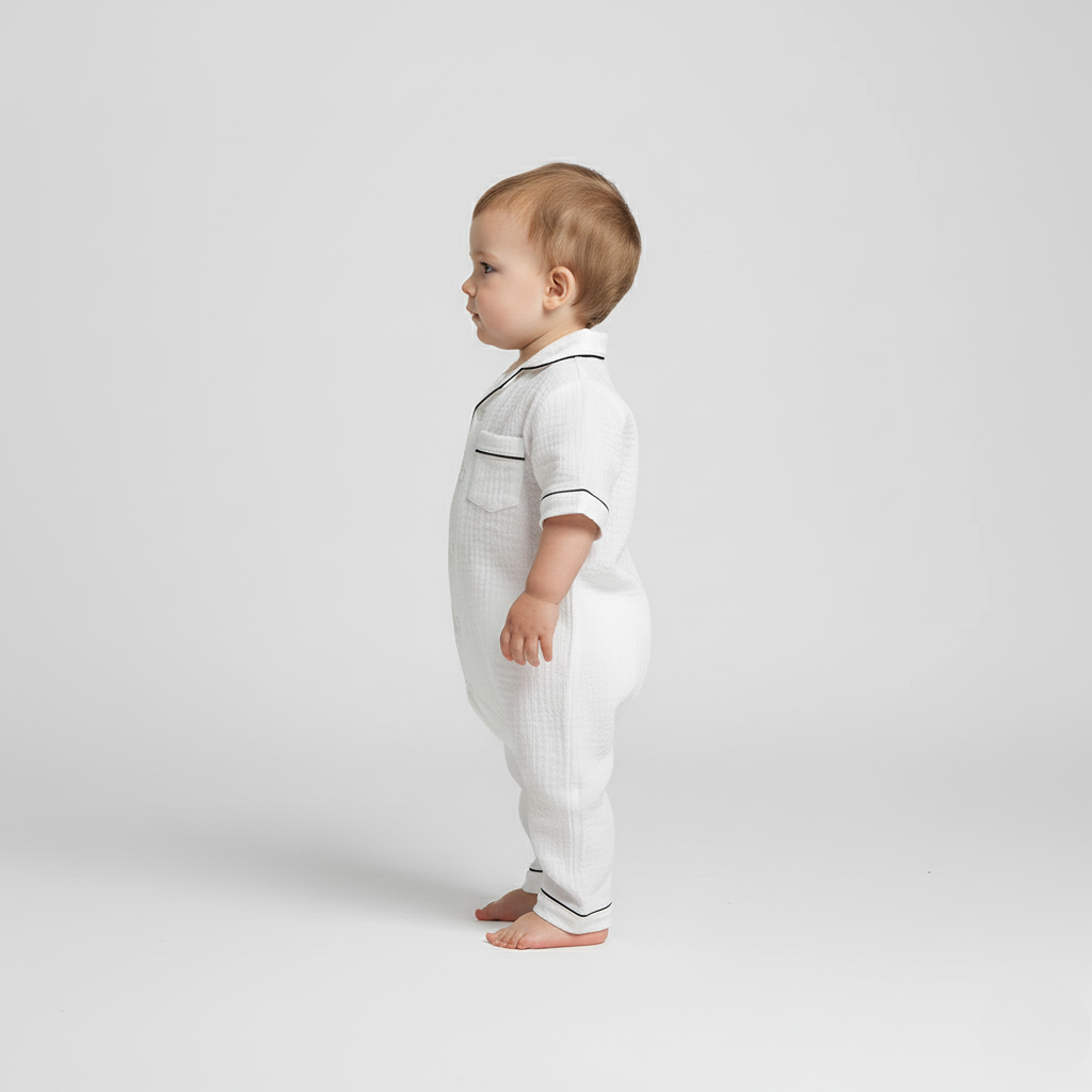 Pyjama Bébé Chic – Ensemble Élégant Coton Doux avec Boutons