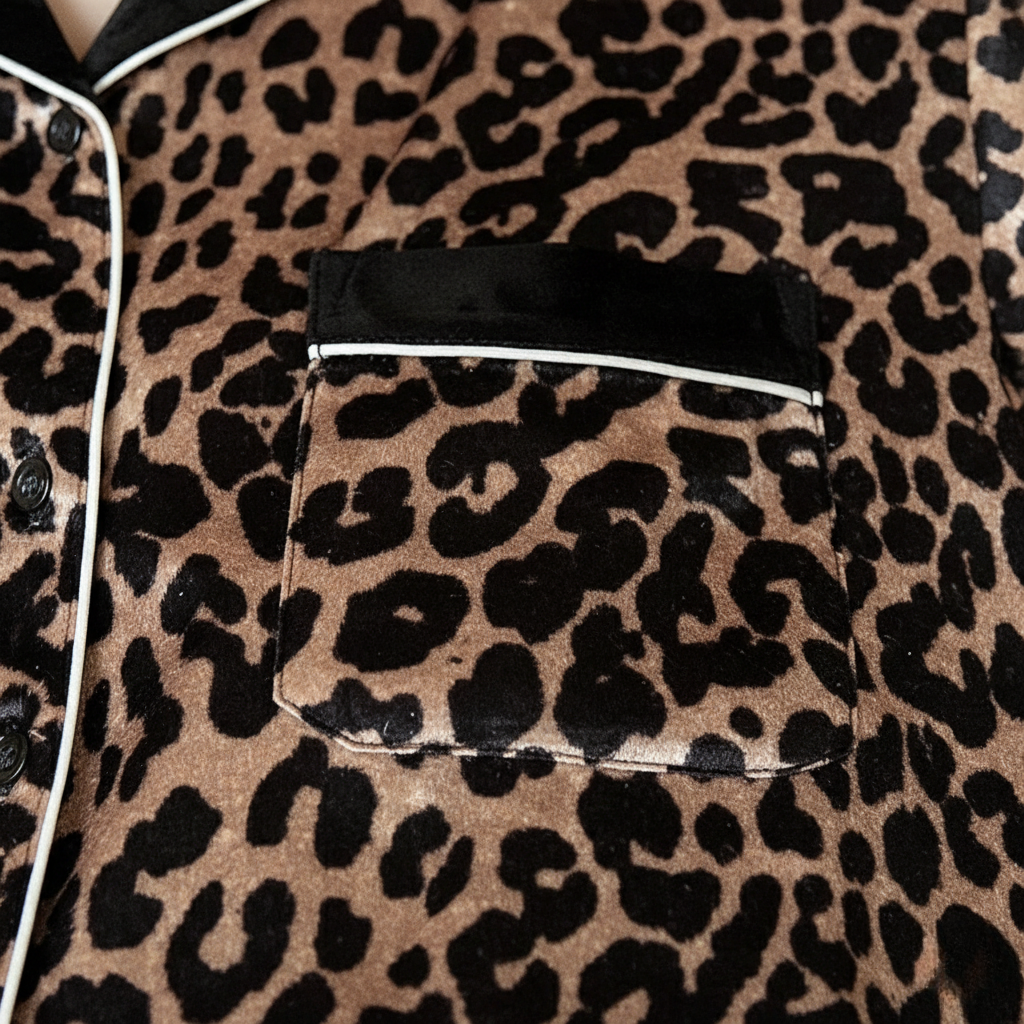 Pyjama Femme Velours – Ensemble Léopard Chaud Chemise & Pantalon