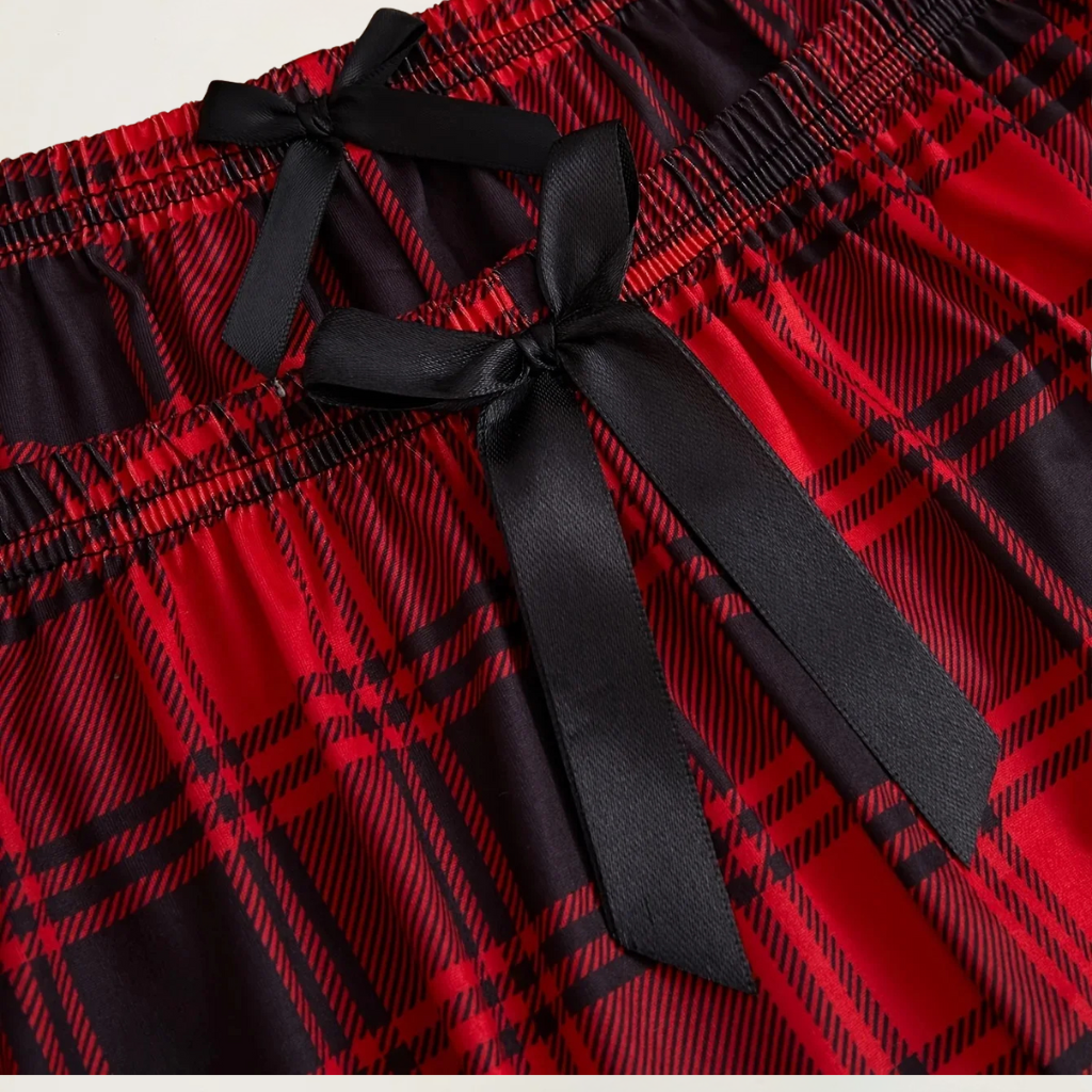 Pyjama Femme 3 Pièces Noël – Ensemble de Noël à Carreaux