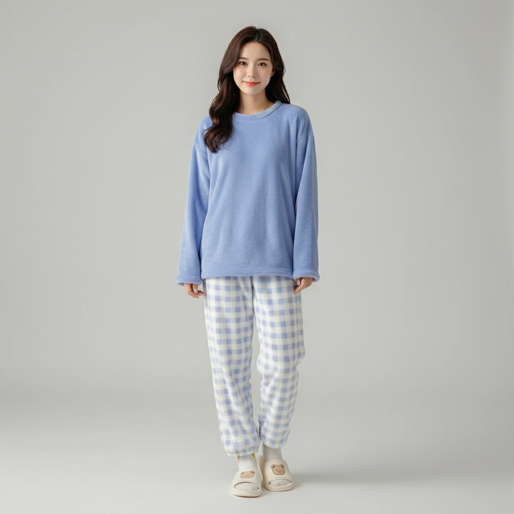 Pyjama Femme Hiver Polaire – Ensemble Chaud et Doux à Carreaux