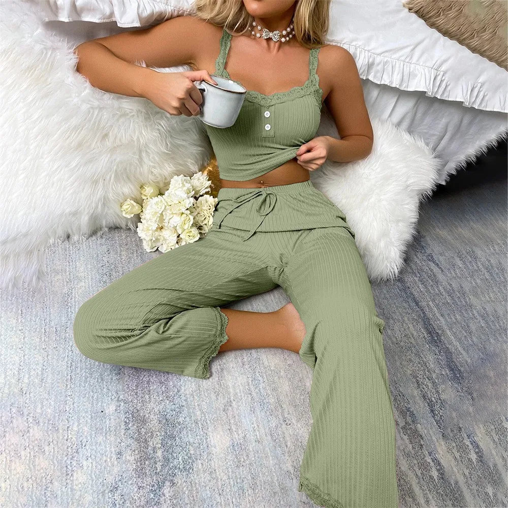 Pyjama Femme Bretelles – Ensemble Débardeur & Pantalon Confort