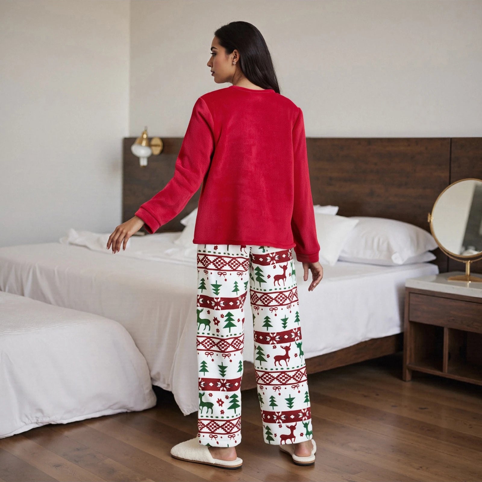 Pyjama Noël Femme – Ensemble Hiver à Motifs Festifs