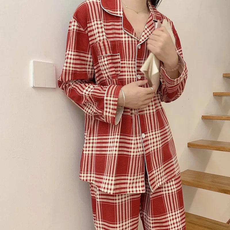 Pyjama Unisexe Carreaux – Ensemble Rouge à Carreaux Manches Longues & Pantalon