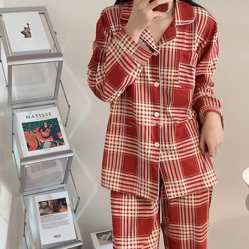 Pyjama Unisexe Carreaux – Ensemble Rouge à Carreaux Manches Longues & Pantalon