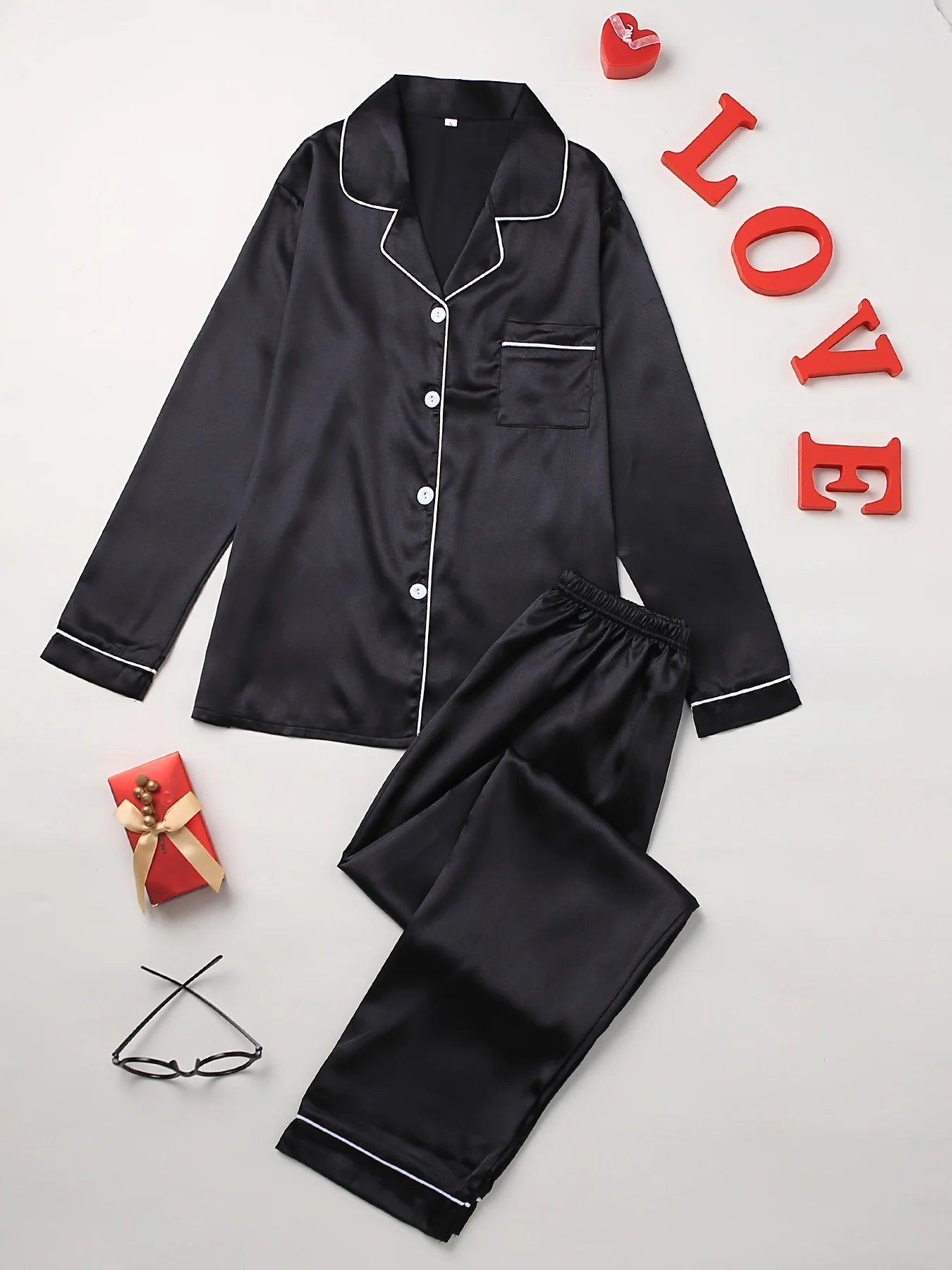 Pyjama Femme Soie – Ensemble Chic Chemise & Pantalon Long