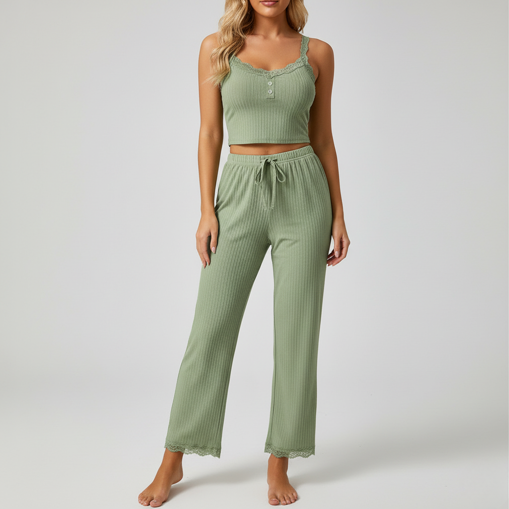 Pyjama Femme Bretelles – Ensemble Débardeur & Pantalon Confort