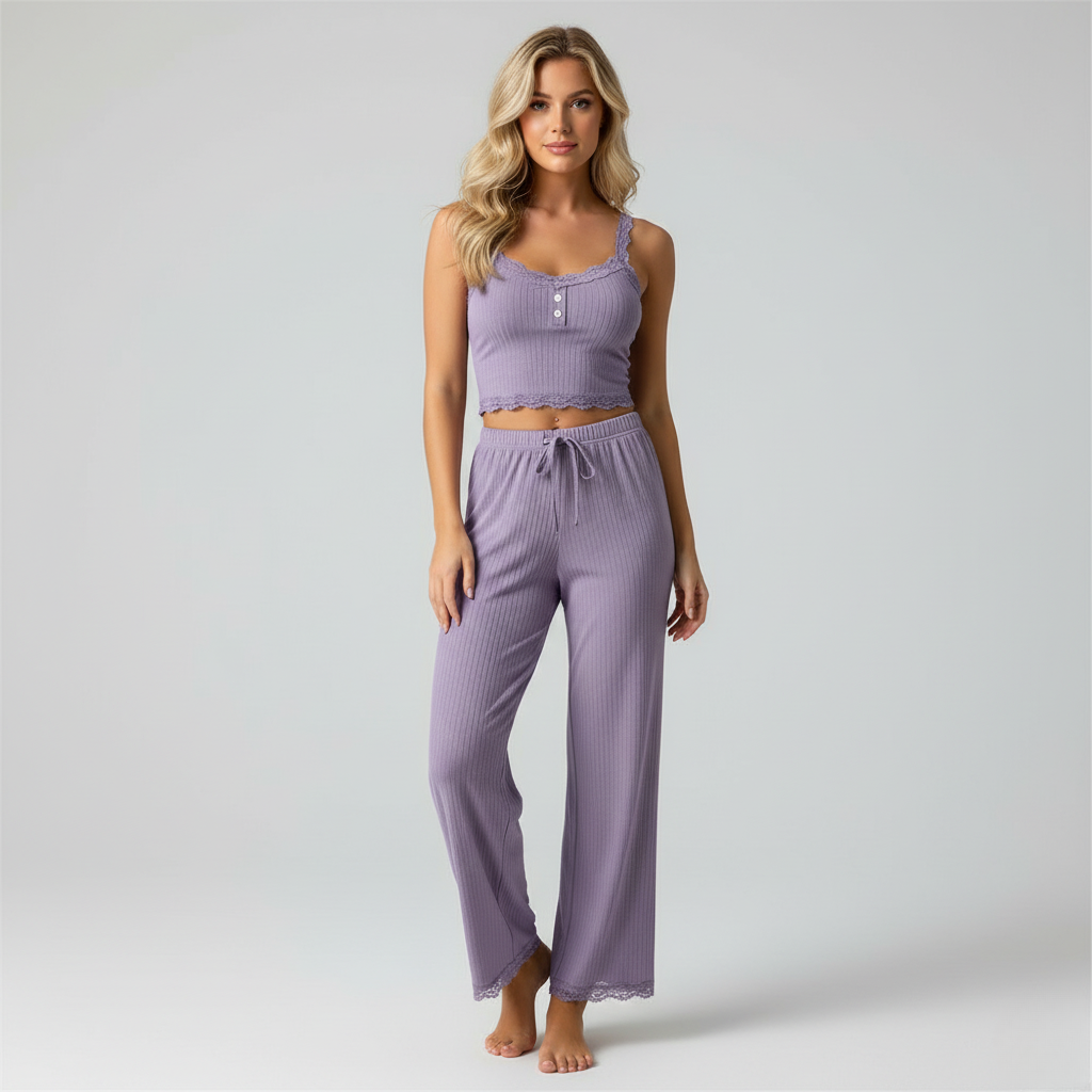 Pyjama Femme Bretelles – Ensemble Débardeur & Pantalon Confort