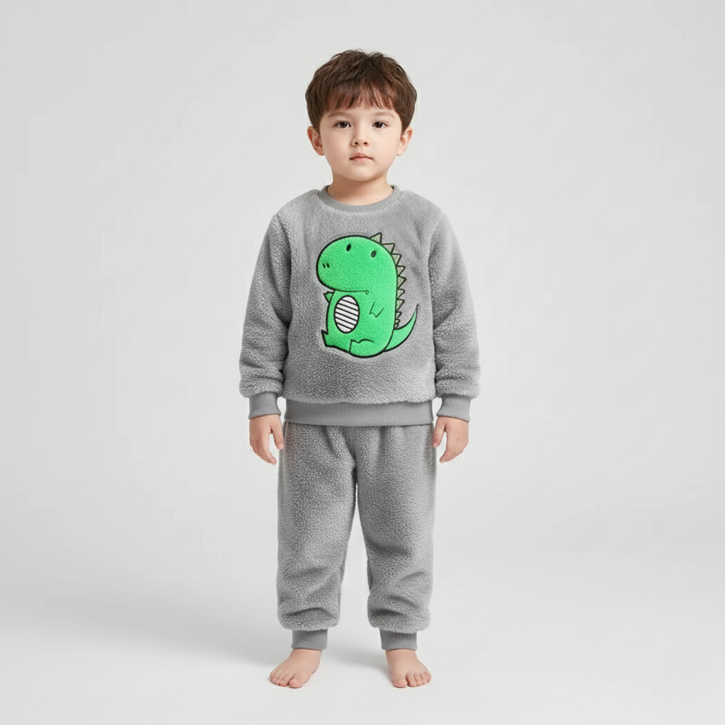 Pyjama Dinosaure Enfant – Ensemble Polaire Chaud avec Motif Rigolo