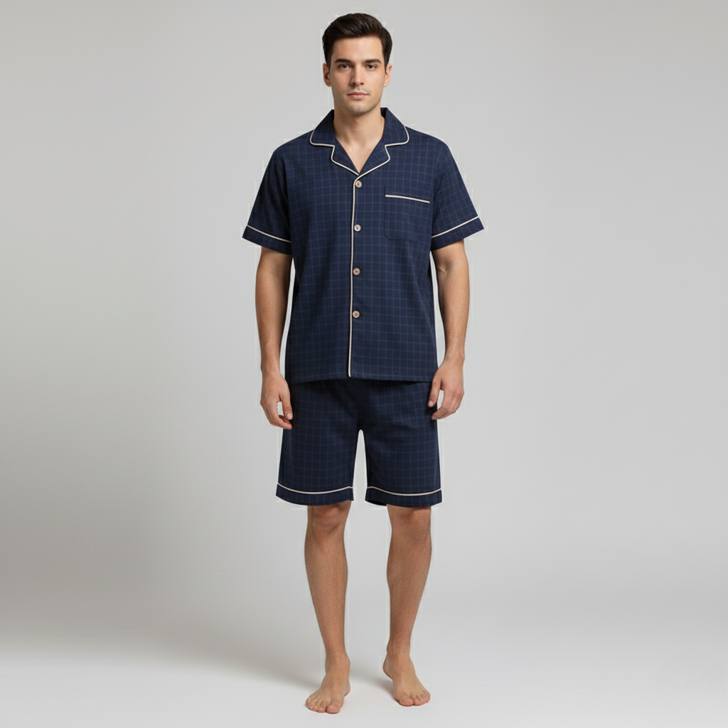 Pyjama Carreaux Homme Été – Ensemble Léger Chemise & Short