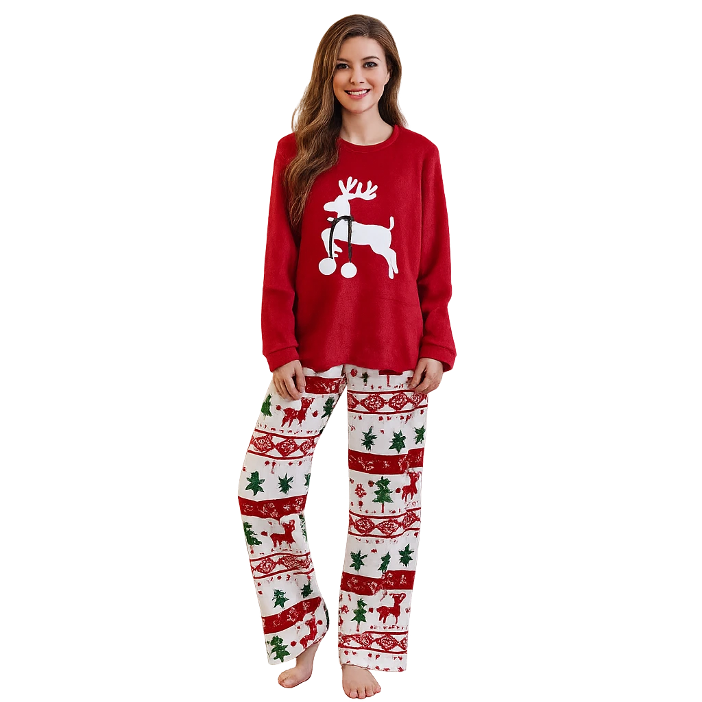 Pyjama Noël Femme – Ensemble Hiver à Motifs Festifs