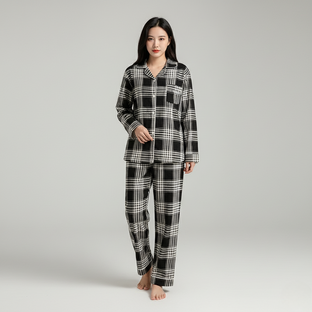 Pyjama Unisexe Carreaux – Ensemble Rouge à Carreaux Manches Longues & Pantalon