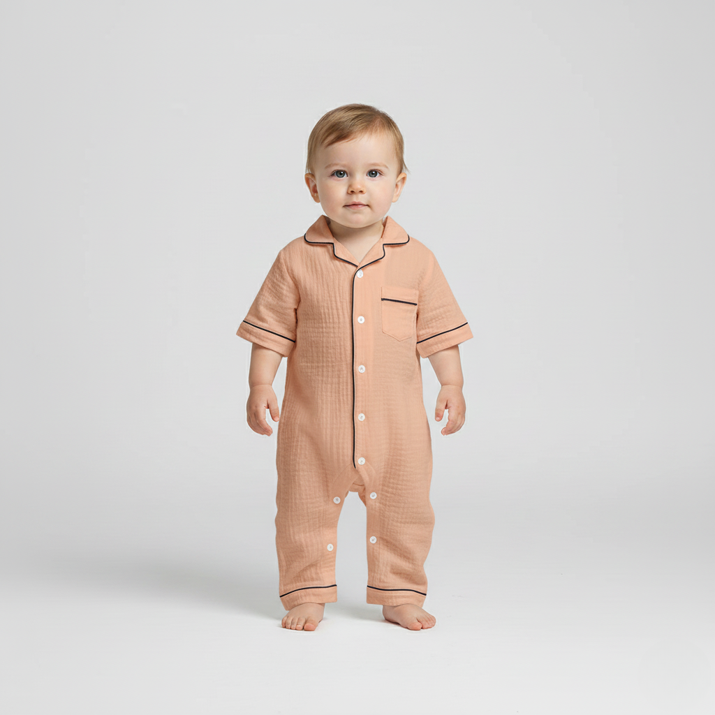 Pyjama Bébé Chic – Ensemble Élégant Coton Doux avec Boutons