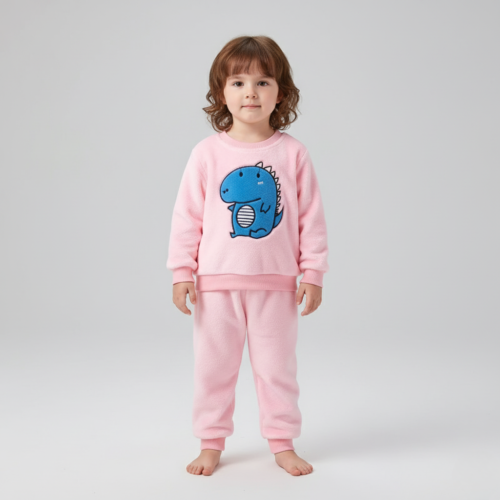 Pyjama Dinosaure Enfant – Ensemble Polaire Chaud avec Motif Rigolo