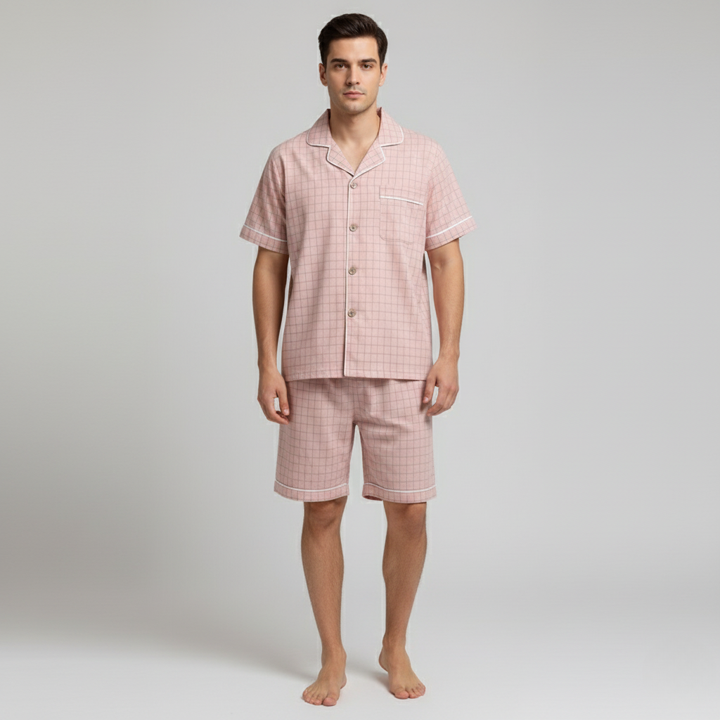 Pyjama Carreaux Homme Été – Ensemble Léger Chemise & Short