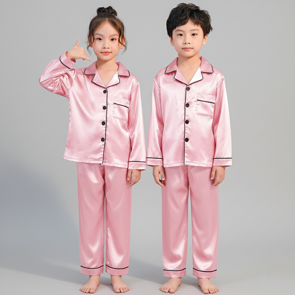 Pyjama Satin Enfant – Ensemble Élégant et Confortable