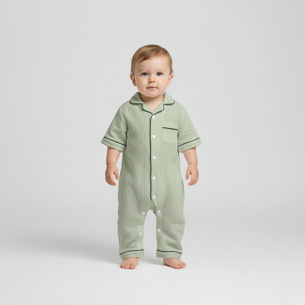 Pyjama Bébé Chic – Ensemble Élégant Coton Doux avec Boutons