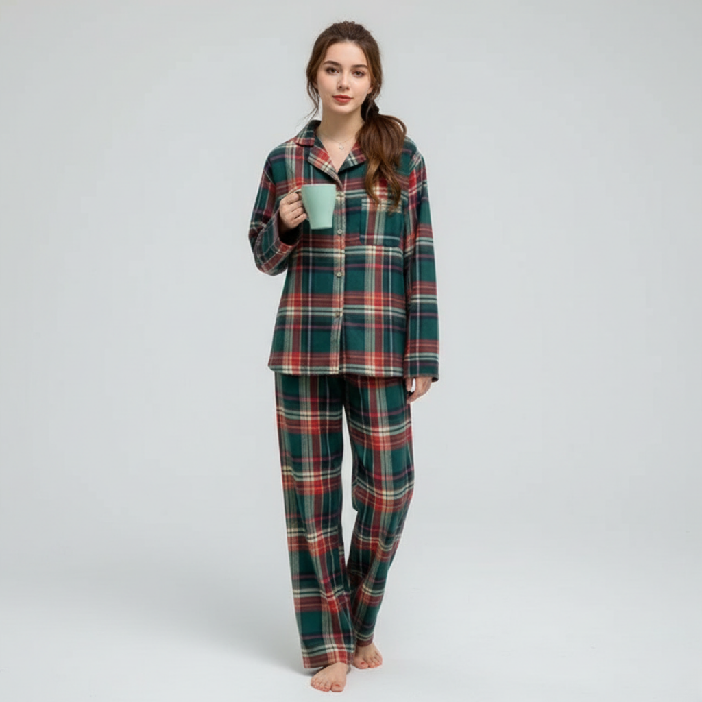 Pyjama Unisexe Carreaux – Ensemble Rouge à Carreaux Manches Longues & Pantalon