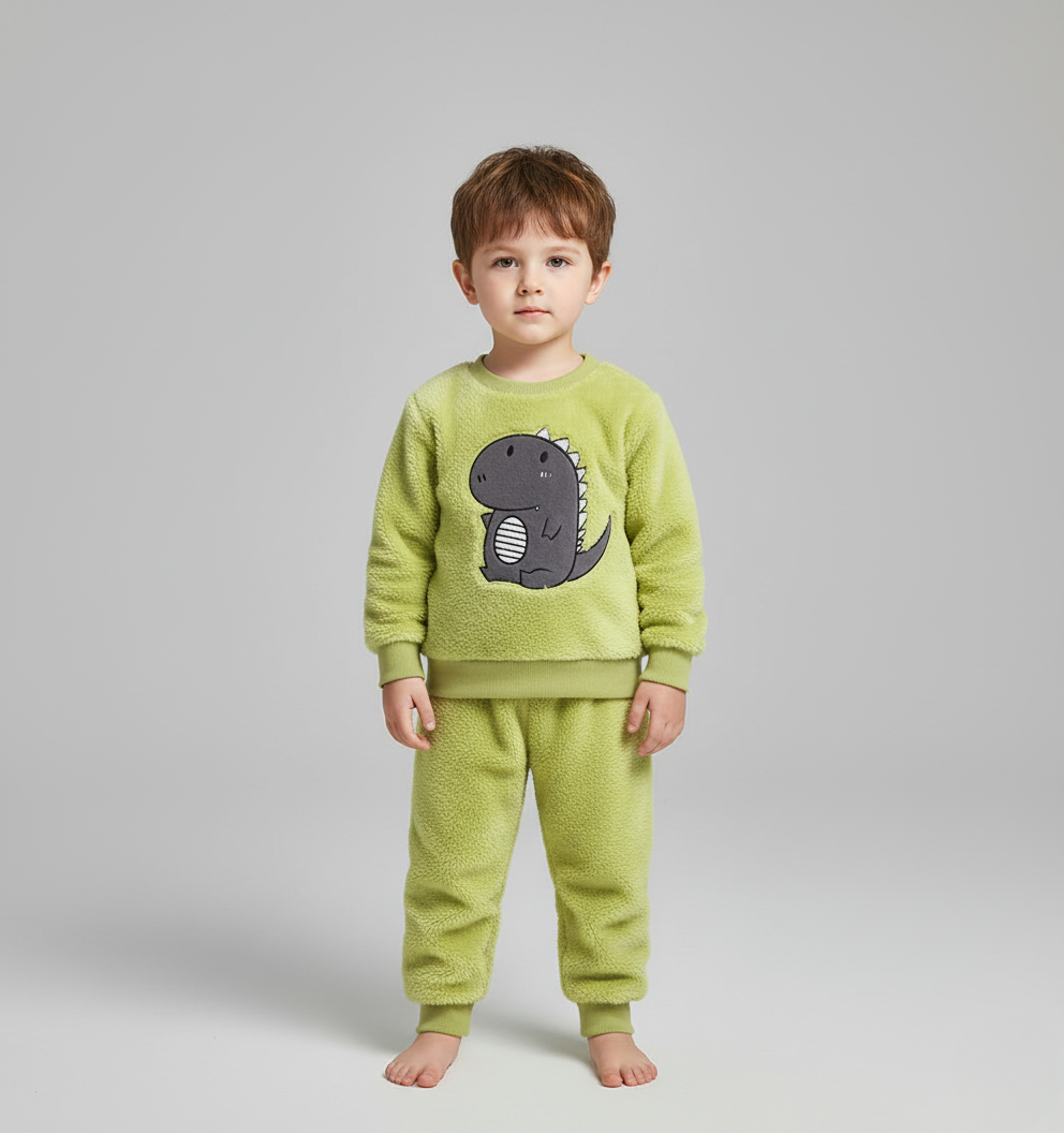 Pyjama Dinosaure Enfant – Ensemble Polaire Chaud avec Motif Rigolo