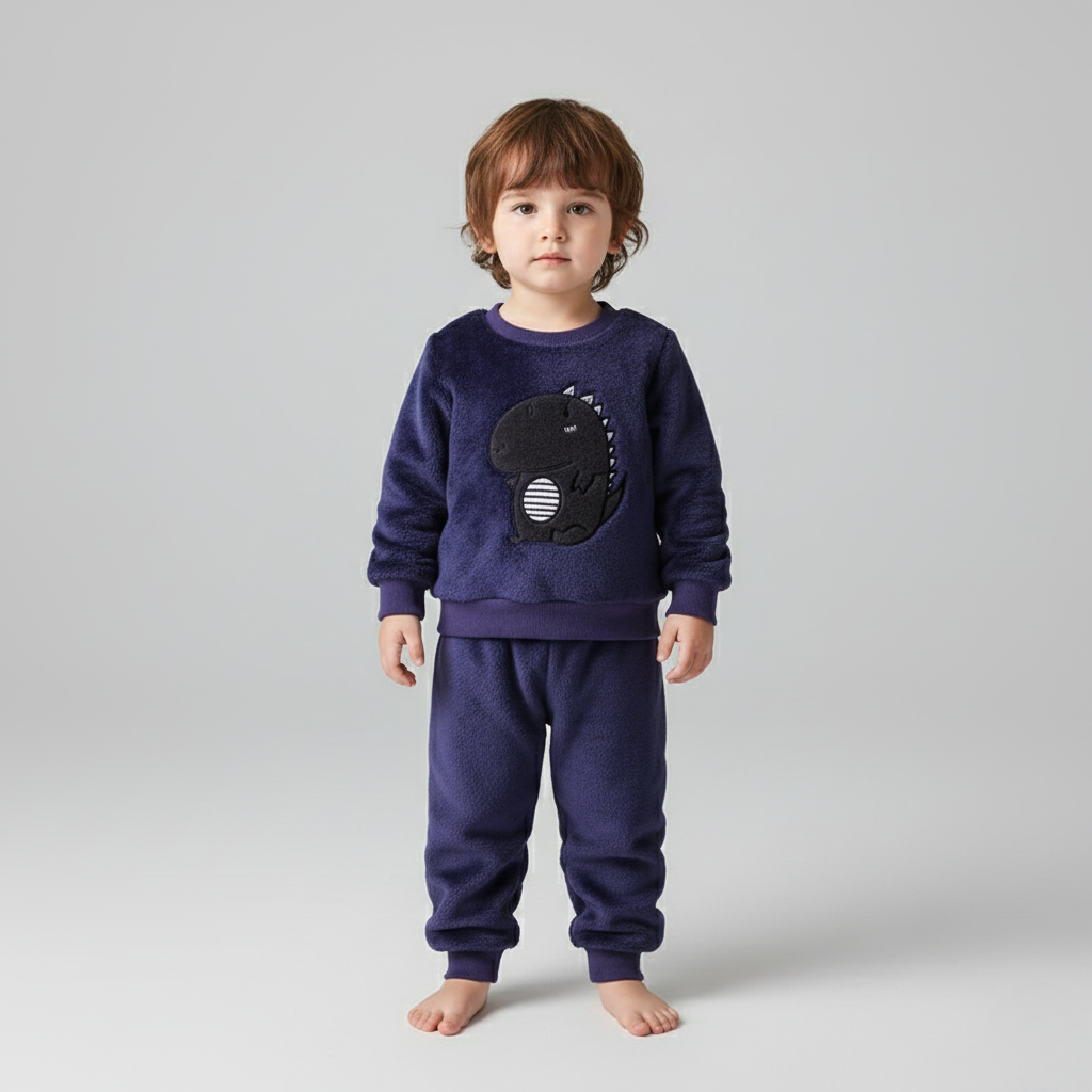 Pyjama Dinosaure Enfant – Ensemble Polaire Chaud avec Motif Rigolo