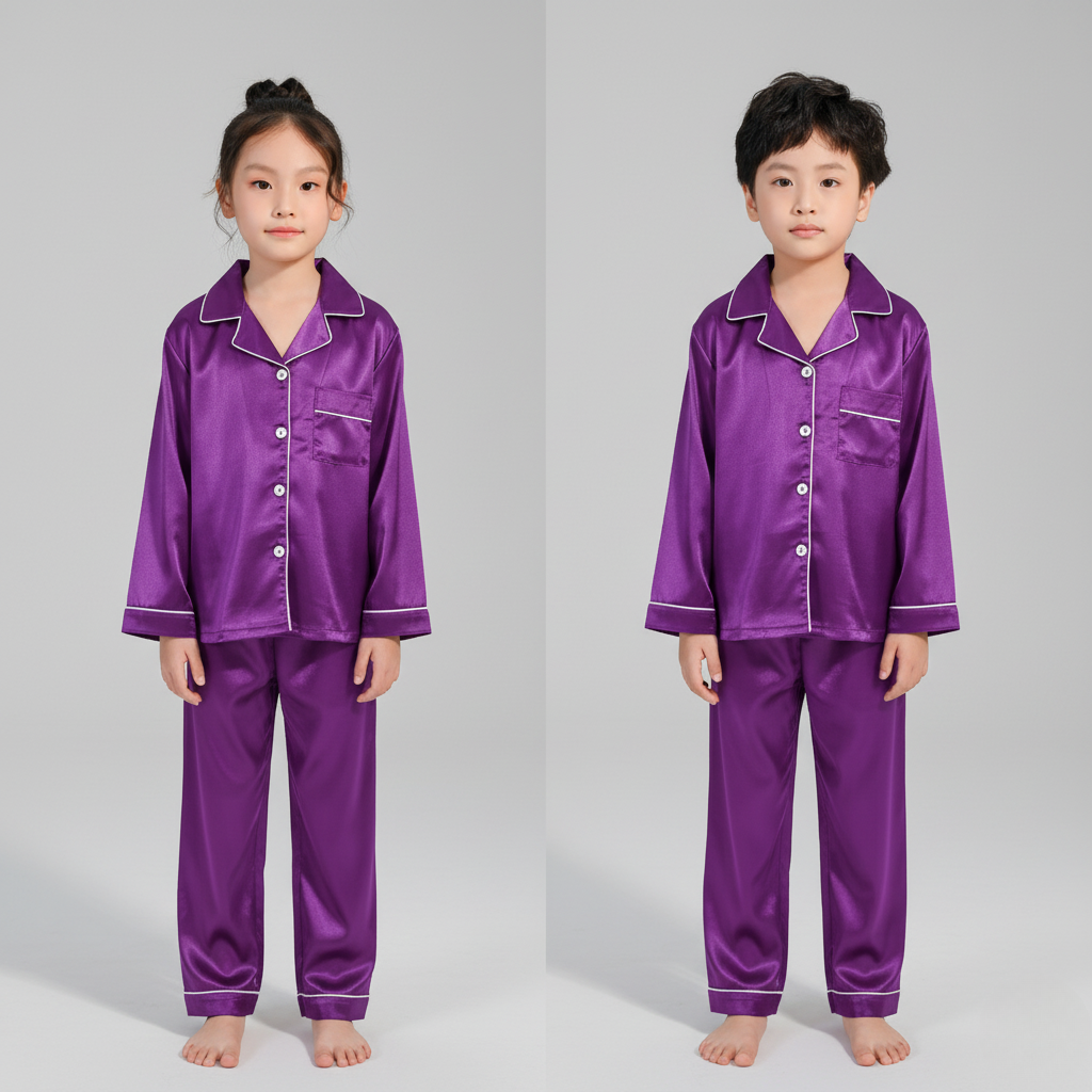 Pyjama Satin Enfant – Ensemble Élégant et Confortable